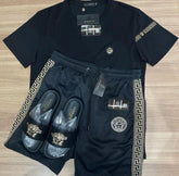 CONJUNTO VERSACE ALL BLACK  (Promoção Esquenta Black Friday) [CAMISA + BERMUDA + CHINELO]